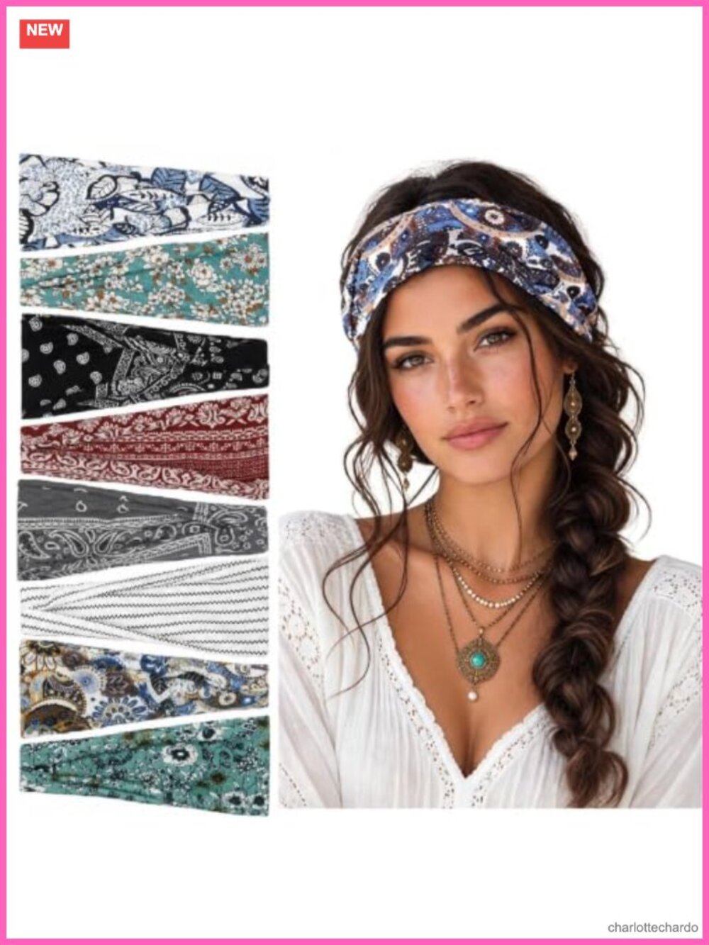 Boho Wide Headbands Non Slip Soft Cloth Elastic Hair Accessories Women